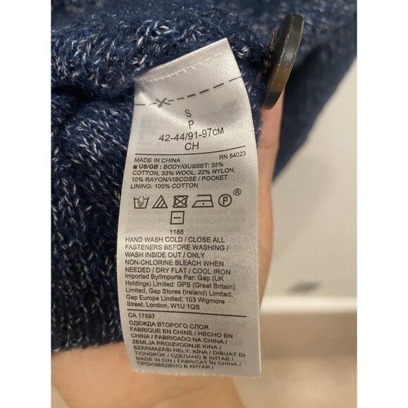 Banana Republic Sweater Mens Shawl Collar Button Cardigan Wool Blend Navy Small - Picture 6 of 8